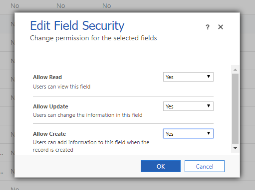 Apply permissions with field security