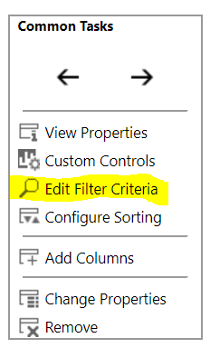 Edit filter criteria