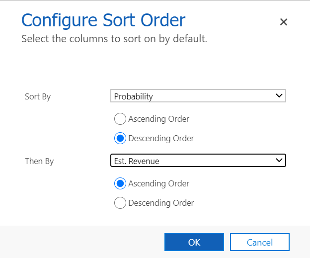 Configure sort order for your view