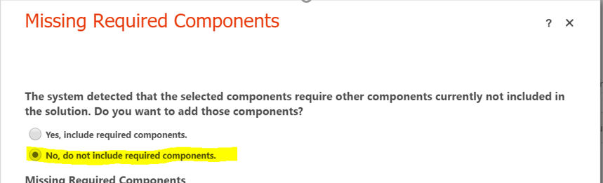 Missing Required Components screen