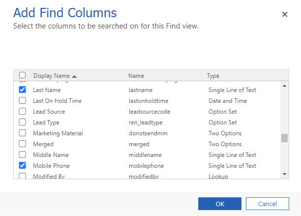 Select find columns to add
