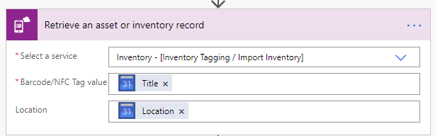 Power Automate: Set up the retrieve an asset or inventory record.