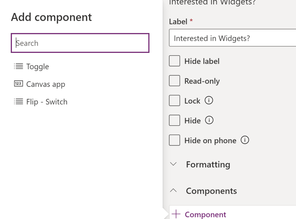 Add component: How to apply Flip Switch control on a form in Dynamics 365