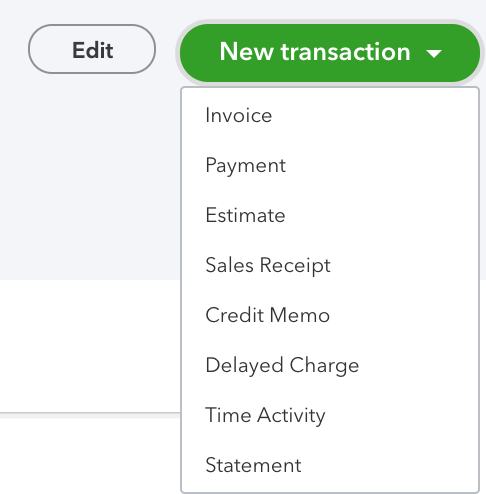 Client Transaction menu