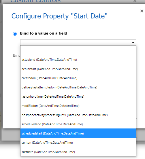 Map your start date to a field in Dynamics 365 on the Activities Table.