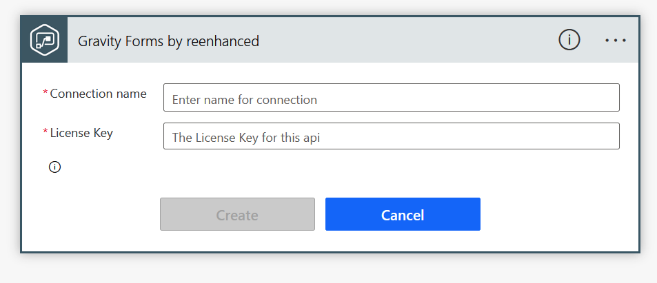You'll need your license information from Gravity Forms Power Automate add-on in order to configure your connection