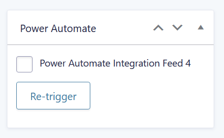 The Power Automate re-trigger meta box from the Entry Detail screen